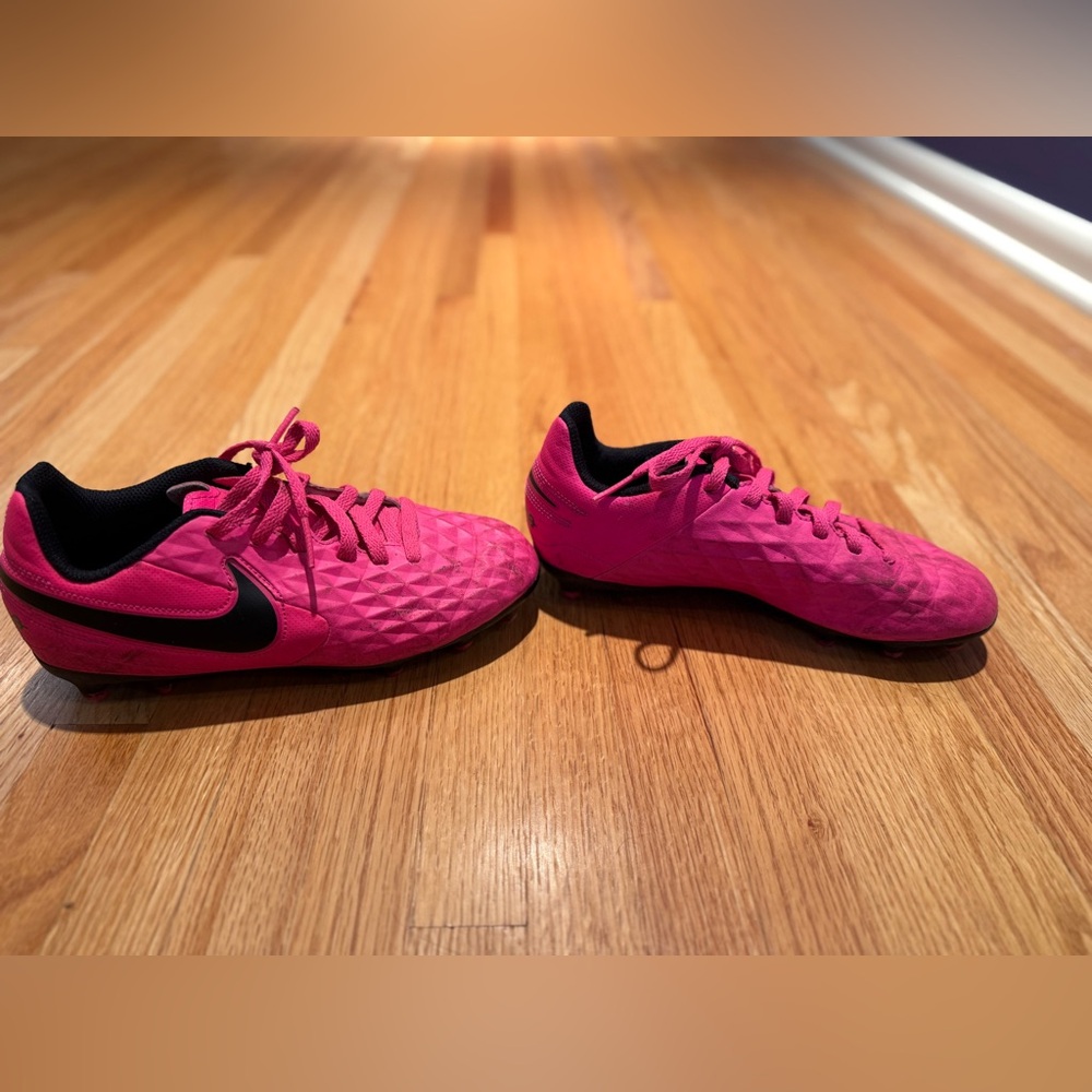 Nike Kids Pink and Black Soccer Cleats. Kids size 1